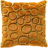 Dutch decor DOMANI - sierkussen 45x45 cm - bontlook - cirkelpatroon - Buckthorn Brown - bruin, groen - Inclusief binnenkussen - Luxe kussens voor woonkamer & bank