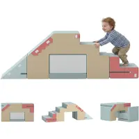 AIYAPLAY Kids Soft Play Set-Samt, PU-Schaum-79L x 39B x 44H cm-Mehrfarbig