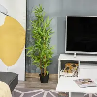 OKWISH Kunstplant Realistisch 120 Cm Kunststof Groen Voor Binnen En Buiten Met Bloempot Decoratieve Kunstbamboe Voor Woonkamer En Terras