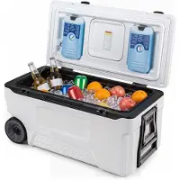 KOMFOTTEU Koelbox Thermobox 70L - Versterkte Isolatie voor Langdurige Koeling - Wielen & Handgreep - Afvoerstop en Antislip Voetkussens