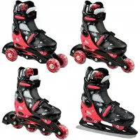 Raven Singer Skates 4-in-1 Verstelbaar Zwart/Rood Maat 29-32