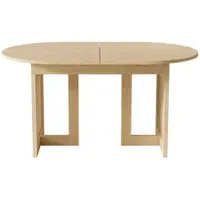 OKWISH eikenhouten eettafel met rieten poten en een uitschuifbaar tafelblad, keukentafel met afgerond design, geschikt voor 6-8 personen, 150/200 x 90 cm