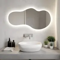 Coloray Toiletspiegel LED - Organisch Spiegel met Licht - 45 cm x 90 cm - Asymmetrische Spiegel LED - Grote Organische Spiegel LED - Wandspiegel Slaapkamer Organisch LED - Neutraal Wit 4000K