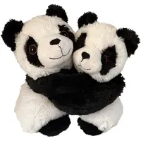 Habibi warmteknuffel knuffelende panda's 25x22 cm - zwart wit