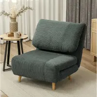 OKWISH Slaapfauteuil 1-Zits - 2-in-1 Verstelbare Rugleuning - Logeerbed Voor Slaapkamer En Woonkamer - Stof - Groen