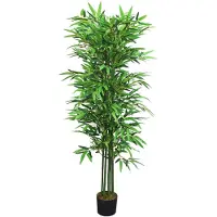Decovego Kunstmatige bamboestruik, kunstplant, kunstmatige bamboeboom, kunstmatige bamboeplant, echte houten stam, interieurdecoratie, 160 cm,