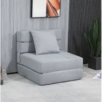 OKWISH Fauteuil 70 x 70 x 61 cm - 2-in-1 Opvouwbare Slaapstoel Met Bedfunctie - Voor Woonkamer Of Slaapkamer - Stof - Lichtgrijs