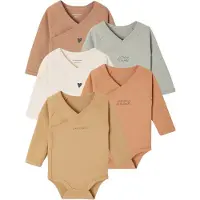 Vertbaudet Set van 5 body's Basics met opening voor pasgeborenen