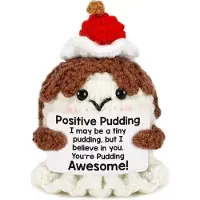 Noessa Positive Pudding - pudding - Positieve Vriendjes - Gehaakt Knuffel - 8 cm