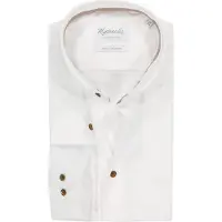 Michaelis slim fit heren overhemd - twill - wit - Strijkvrij - Boordmaat: 38 (EU maat: S)