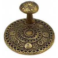 Ancient Wisdom Mushroom Plate - Brass Effect - Incense Holder
