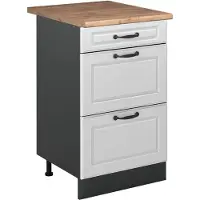 Vicco Keukenonderkast R-Line, Wit landelijk/Antraciet, 50 cm goudkleurig eiken werkblad