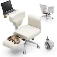 NEWTRAL Ergonomische Bureaustoel met Inklapbare Laptoptafel - Directiestoel met Verstelbare Rugleuning en Armleuningen - voor Werk, Laptop, Ontspanning, Achteroverleunen en Huisdieren