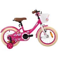 Happiq Kinderfiets 30–41 cm – Voor meisjes van 3–7 jaar voor dagelijks gebruik en spel – Met mand en stabilisatoren – Roze frame