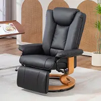 STILVORA Relaxfauteuil 88 x 78 x 103 cm - Handmatig Verstelbaar Met 360 Graden Draaivoet En Voetsteun - Voor Woonkamer - Kunstleer Zwart