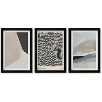 Wallfluent 3-Delige Schilderij Set - Abstracte Patronen In Beige En Grijze Tinten. - 20 x 30 cm - Schilderijen Set - Wanddecoratie - Woonkamer - Stijlvolle Muurdecoratie