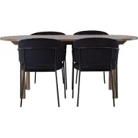 Ebuy24 Andy eethoek eettafel naturel 4 stoelen velours zwart.