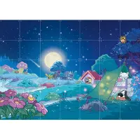 IXXI Woezel & Pip in de Nacht, Woezel & Pip & Van Hoorne Studios - 140 x 100 cm - Grote wanddecoratie en posters - Cartoonesk, Speels, Kleurrijk