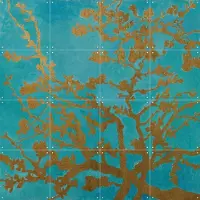 IXXI Amandelbloesem Gold Blue, Vincent van Gogh (1853 - 1890) & Van Gogh Museum - 80 x 80 cm - Grote wanddecoratie en posters - Modern, Surrealisme