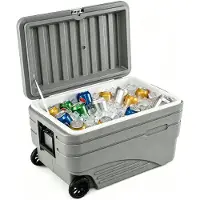 KOMFOTTEU 98L Draagbare Koelbox - Met Wielen - 2 Zwenkwielen - Koelduur: 5-7-Dagen - Outdoor Camping Angelen Reizen Picknick