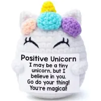 Noessa Positive Unicorn - eenhoorn - Positieve Vriendjes - Gehaakt Knuffel - 10 cm