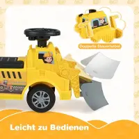 Costway Zitgraafmachine met stofpan en afneembare aanhanger, kindergraafmachine met opbergruimte onder de stoel, claxon en muziek, zitgraafmachine voor kinderen vanaf 1 jaar