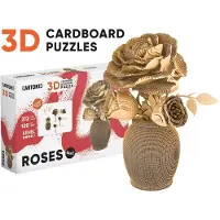 Cartonic 4IN1 -ROSES- 3D Puzzel-Speelgoed- Puzzel-DIY- Creatief- Karton- Kinderen en volwassen- 3D- puzzel