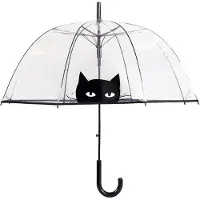 Le Monde du Parapluie Doorzichtige paraplu in klokvorm met kattenmotief,Kattenkop