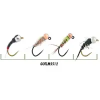 GARBOLINO Nymphe Set X4 met tungsten - Soort : Middelgrote en Grote Rivieren - Helder Water