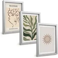 Tulup 4-Delige Schilderij Set - Abstracte plantpatronen en lijnen in gedempte kleuren. - 20 x 30 cm - Decoratieve Schilderijen - Wanddecoratie - Hal
