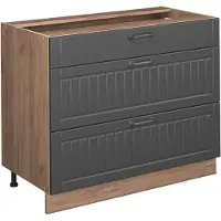 Vicco Keukenonderkast Fame-Line Donkergrijs/Goudkleurig Eiken 100 cm zonder werkblad, Model 61633