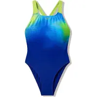Speedo Meisjes Badpak Print Powerback Nightwatch/CitrusGrn