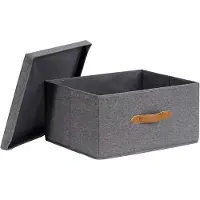 Famanu opbergbox met deksel - Extra groot, grijs, 43 x 33 x 21 cm