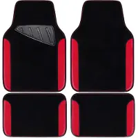 Famanu – Waterdichte autotapijten set van 4 stuks van kunstleer met antislip, universele pasvorm voor 's, bestelwagens, sedans en vrachtwagens, zwart met rood, ideaal voor dames