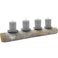 Unyqoos Rustieke adventskandelaar van hout met metalen houders voor stompkaarsen