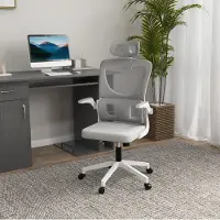MODFU Bureaustoel-Ergonomisch-Mesh-Hoofdsteun-Lendensteun-Grijs