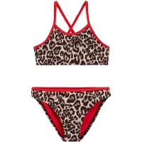 We fashion cropbikini met panterprint - beige/bruin/rood Meisjes Polyester - maat 158/164
