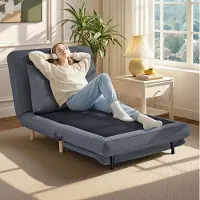 STILVORA Fauteuil 95 x 90 x 80 cm - 3 in 1 Slaapfauteuil Met Verstelbare Rugleuning En Kussen - Voor Woonkamer En Logeerkamer - Polyester Grijs