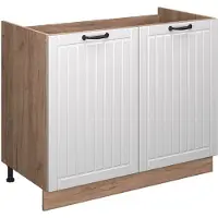 Vicco Wastafelkast Fame-Line, Wit Landhuis/Goudkleurig Eiken, 100 cm zonder werkblad