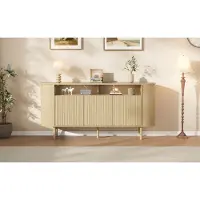 STILVORA Dressoir - Modern Met 3 Deuren En Open Vak - Voor Woonkamer, Hal En Eetkamer - Spaanplaat - Naturel - 160 X 40 X 78,5 Cm