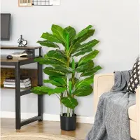 OKWISH Kunstplant 95 Cm Met 33 Bladeren Met Pot Kunststof Groen Voor Binnen En Buiten Onderhoudsarm Realistisch