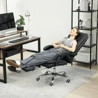 MODFU Bureaustoel Met Massagefunctie - Hoogteverstelbaar - Voetsteun - Zwart