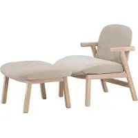 Ebuy24 Rile fauteuil met voetenbankje beige.