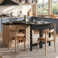 OKWISH Keukenkast - 360 Graden Draaibaar Uitschuifbaar Ontwerp - Keukeneiland en Zijkast - MDF Houtlook - 120-197 x 40 x 74,2 cm