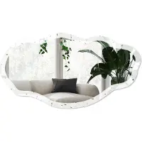 Wallfluent Organisch Patroon Spiegel - Wit Rechthoekige Spiegel Voor Interieur - Organische Spiegel - Woonkamer - Minimalistisch - 45x90 cm - Totale afmeting 52x97 cm