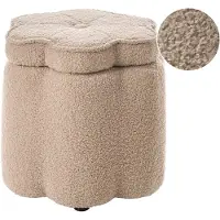 Beliani FLOWER - Kinderpoef met opbergruimte - Beige - Bouclé