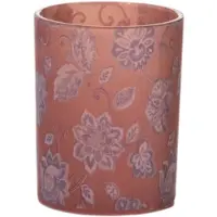 Mars & More Theelichthouder fluwelen bloemen roze groot 12cm