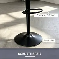 OKWISH Barkruk Set van 2 Verstelbare Hoogte 360 Draaibaar Met Rugleuning En Voetsteun Voor Keuken En Bar Stof Zwart Grijs
