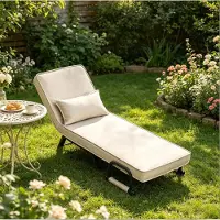 STILVORA Fauteuil 65 x 78 cm – Convertible Slaapstoel Met Verstelbare Rugleuning – 3-in-1 Fauteuilbed – Met Armleuningen En Kussen – Linnen En Metaal – Beige