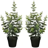Mica Decorations Kunstplant Eucalyptus - 2x - H53 cm - groen - kunststof - bladgroen - in pot - 23 cm breed